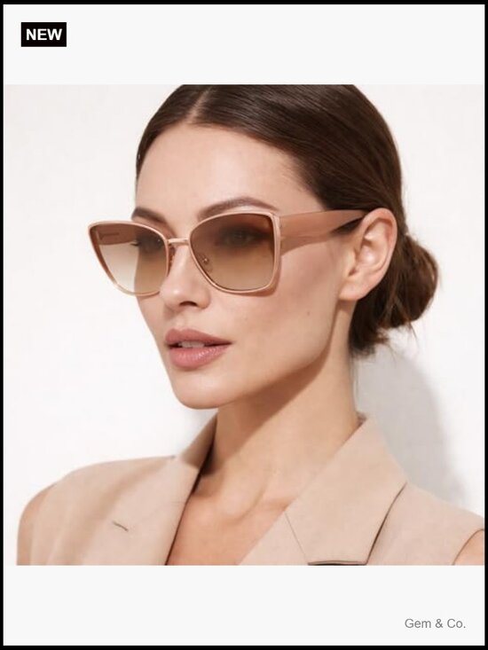 Oversized Cat-Eye Sunglasses Metal Square Frame Fashion UV400 main image 5